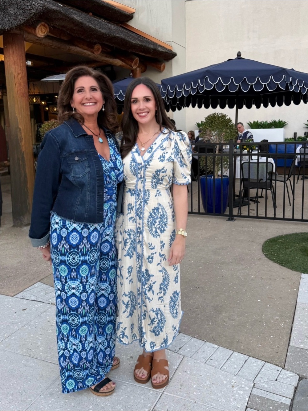 Blue Floral Toile Dress